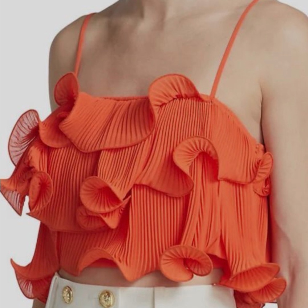 Pleated Ruffle Crop Top - Size 0
